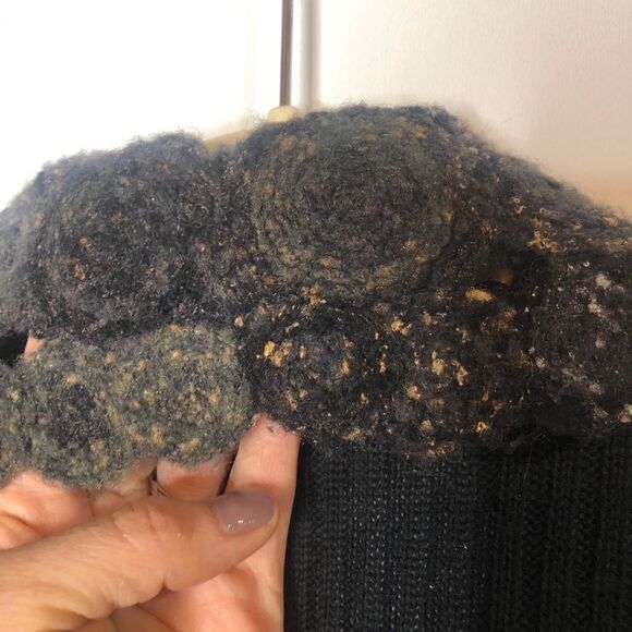 Curio New York Knit Detail Cardigan Black Tan Gold - Picture 10 of 13